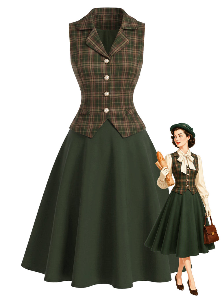 Grüner 40er Rock mit Karo