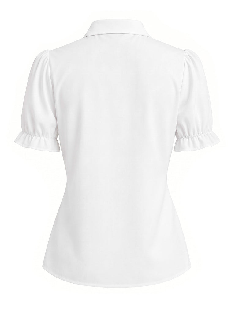 50er Bluse mit Puffärmel und Karo