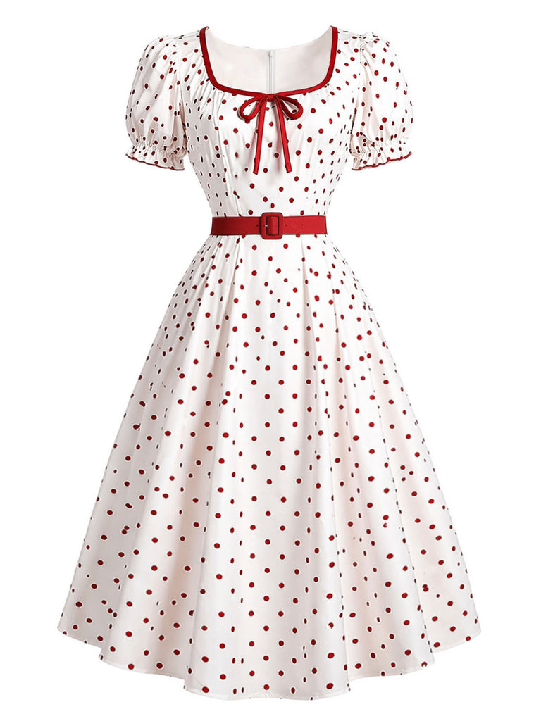 Rot-weißes 50er Kleid mit Polka-Dots
