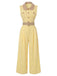 Hellgelber 60er Jumpsuit mit weitem Bein