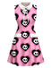 [Vorverkauf] Rosa 60er Gothic-Kleid mit Totenkopf-Herz-Print und Peter-Pan-Kragen