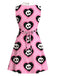 [Vorverkauf] Rosa 60er Gothic-Kleid mit Totenkopf-Herz-Print und Peter-Pan-Kragen