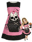 [Vorverkauf] Rosa 60er Gothic-Kleid mit Totenkopf-Cupcake und Polka-Dots