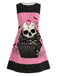 [Vorverkauf] Rosa 60er Gothic-Kleid mit Totenkopf-Cupcake und Polka-Dots