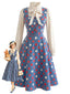 [Vorverkauf] 50er Set mit Polka-Dot-Kleid und Schleifen-Rüschenbluse