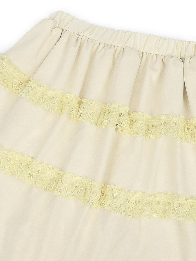 Beige 50er Rock mit Spitze und Besatz