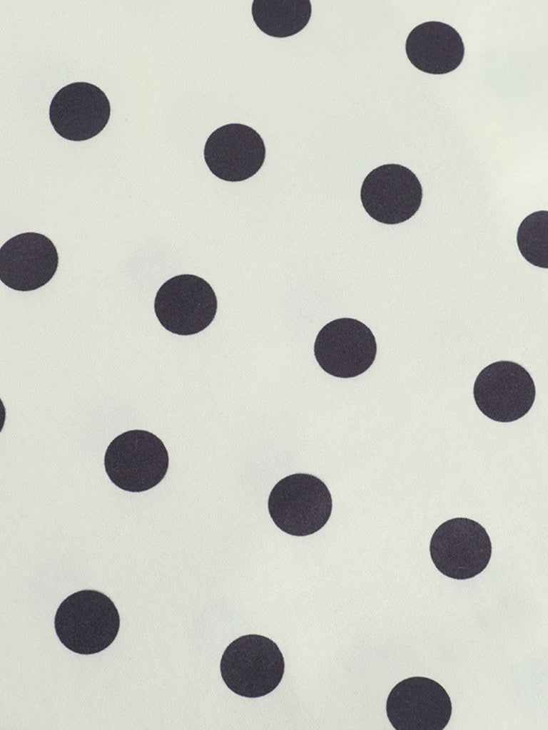 Beiges 60er Minikleid mit Polka-Dots und Herzausschnitt