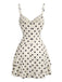 Beiges 60er Minikleid mit Polka-Dots und Herzausschnitt