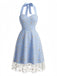 50er Netzkleid mit Blumenstickerei und Neckholder
