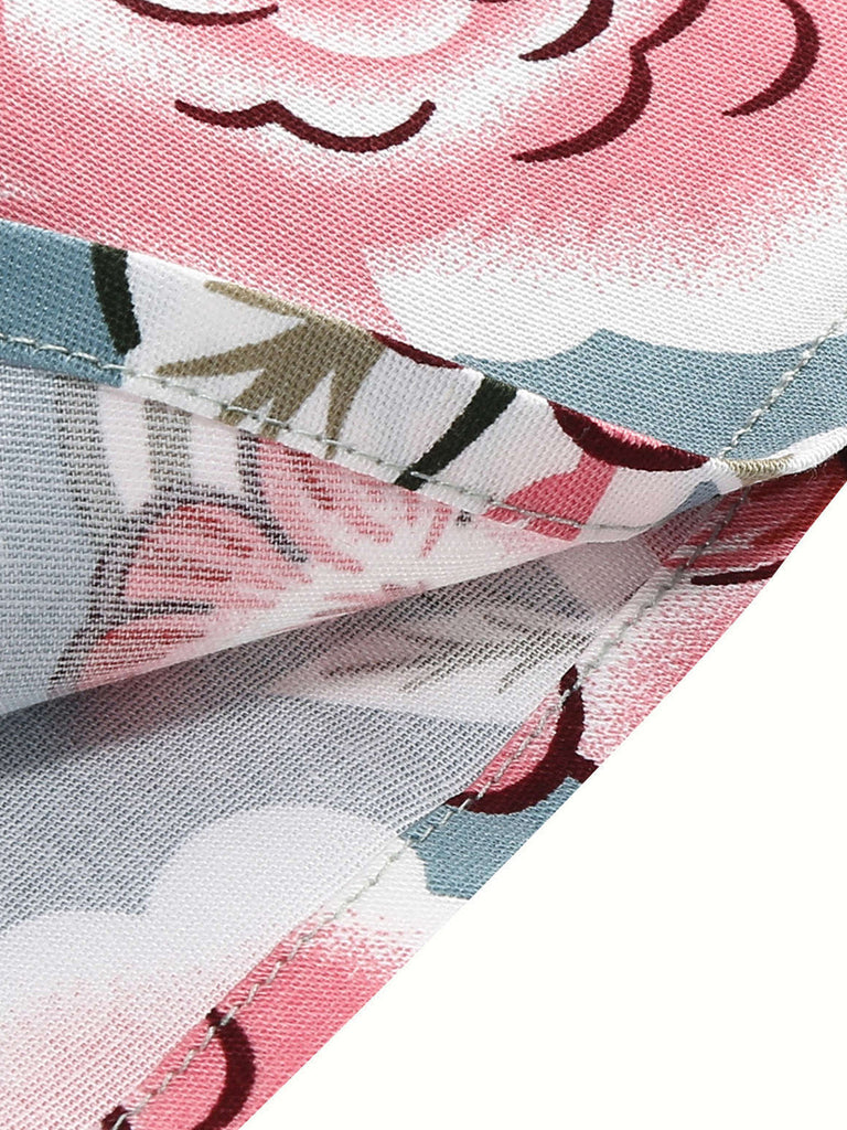 50er Ärmelloses Kleid mit Neckholder und Blumen