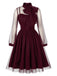 50er Netz-Kleid mit Schleife und Langarm
