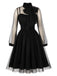 50er Netz-Kleid mit Schleife und Langarm