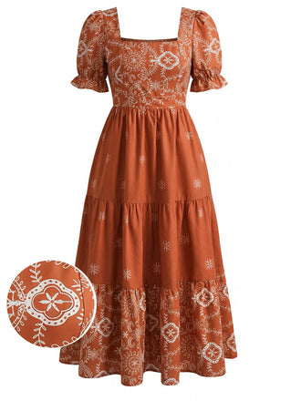 70er Stufenkleid mit Puffärmeln