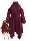 [Übergröße] 70er Cold-Shoulder-Kleid mit Zipfelsaum