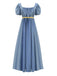 30er Kleid mit Empire-Taille und Kontrastgürtel