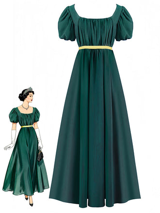 30er Kleid mit Empire-Taille und Kontrastgürtel