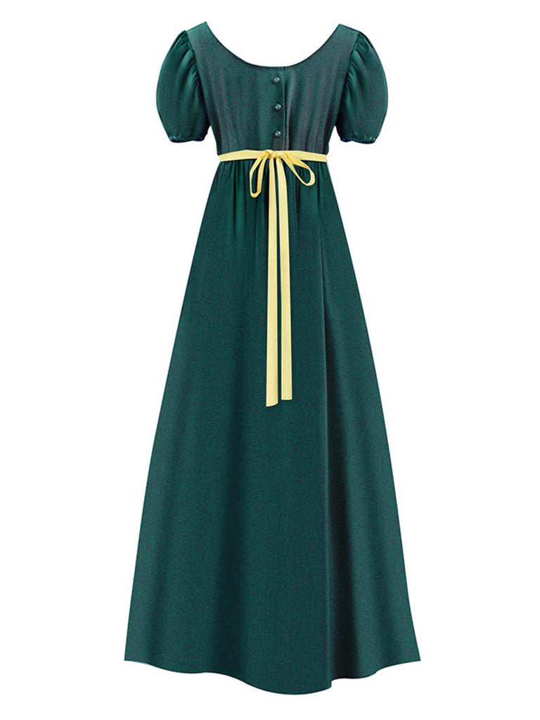 30er Kleid mit Empire-Taille und Kontrastgürtel