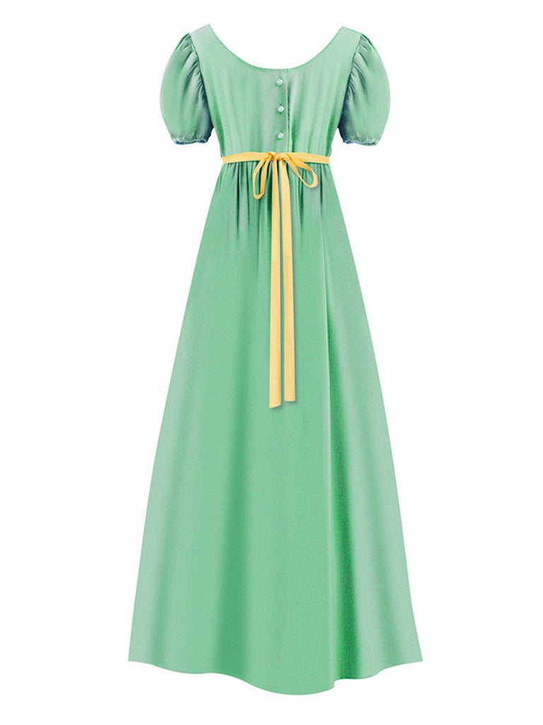 30er Kleid mit Empire-Taille und Kontrastgürtel