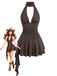 60er Gothic Minikleid mit Neckholder und Rüschen