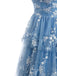 Blaues 30er Maxikleid mit Neckholder und Spitze