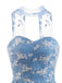 Blaues 30er Maxikleid mit Neckholder und Spitze