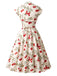 [Vorverkauf] Weißes 50er Swingkleid mit Kirschprint und Herzausschnitt