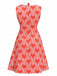 [Vorverkauf] Orangerotes 60er Kleid mit Herzen und Peter-Pan-Kragen