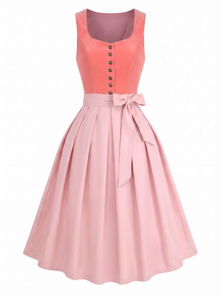 Rosa 50er Kleid mit Schürze und Herzausschnitt