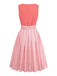 Rosa 50er Kleid mit Schürze und Herzausschnitt