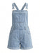 Hellblauer 50er Jeans-Romper mit Tasche und Rollen