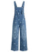 40er Jeans-Jumpsuit mit Blumen und Patchwork
