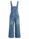 40er Jeans-Jumpsuit mit Blumen und Patchwork