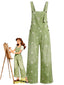 40er Jeans-Latzoverall mit Blumenprint und weitem Bein