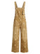 40er Jeans-Latzoverall mit Blumenprint und weitem Bein