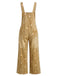 40er Jeans-Latzoverall mit Blumenprint und weitem Bein