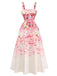 Rosa 40er Ärmelloses Midikleid mit Blumen