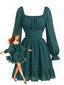 50er Chiffonkleid mit Carré-Ausschnitt und Smokbund