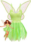 Grünes 50er Feenkleid mit Blatt-Saum und Flügeln