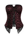 Weinrotes 70er Trägerloses Top mit Leoparden-Print und Spitze