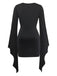 Schwarzes 70er Gothic Kleid mit Schnürung
