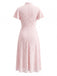 Rosa 30er Jacquard-Kleid mit Stehkragen und Spitze