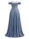40er Maxikleid mit Carmen-Ausschnitt und Glanz