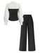 60er Top & Hose Set mit Farbblock und Streifen