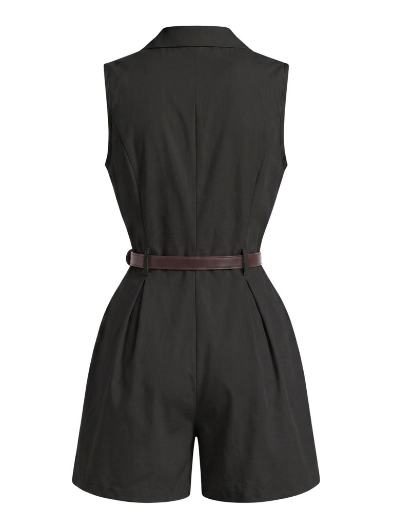 60er Ärmelloser Blazer-Romper mit Gürtel