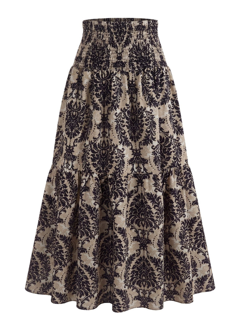 70er Boho Maxirock mit Paisley und hoher Taille