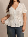 Weisse 50er Schösschenbluse mit Polka-Dots