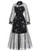 Schwarzes 80er Netzkleid mit Sternen-Print