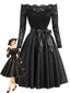 [Vorverkauf] 50er schulterfreies Kleid mit Spitze und Schleifengürtel