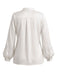 Weiße 70er Bluse mit Ballonärmel und Spitze