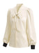 70er Set mit Rüschenträger-Jumpsuit und Schleifenbluse